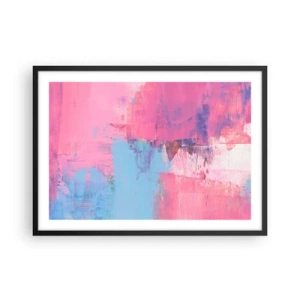 Poster in einem schwarzem Rahmen - Abstrakte Komposition in Pink und Blau - 70x50cm - Rosa, Blau und eine Prise Licht - Moderne Wanddekoration für Wohnzimmer und Schlafzimmer ARTTOR