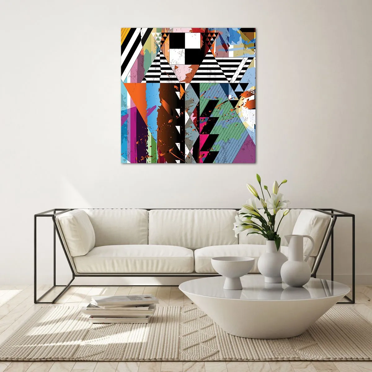 Glasbild - Bild auf glas - Geometrisch und organisch - 70x70 cm