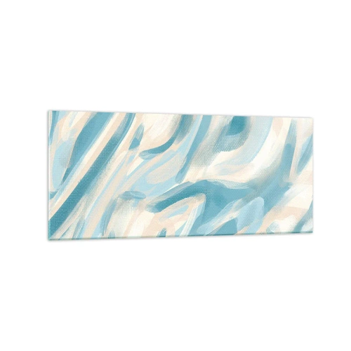 Glasbild - Bild auf glas - Abstrakte blaue Streifen auf hellem Hintergrund - 120x50cm - Frühlingsbrisen - Moderne Wanddekoration für Wohnzimmer und Schlafzimmer ARTTOR