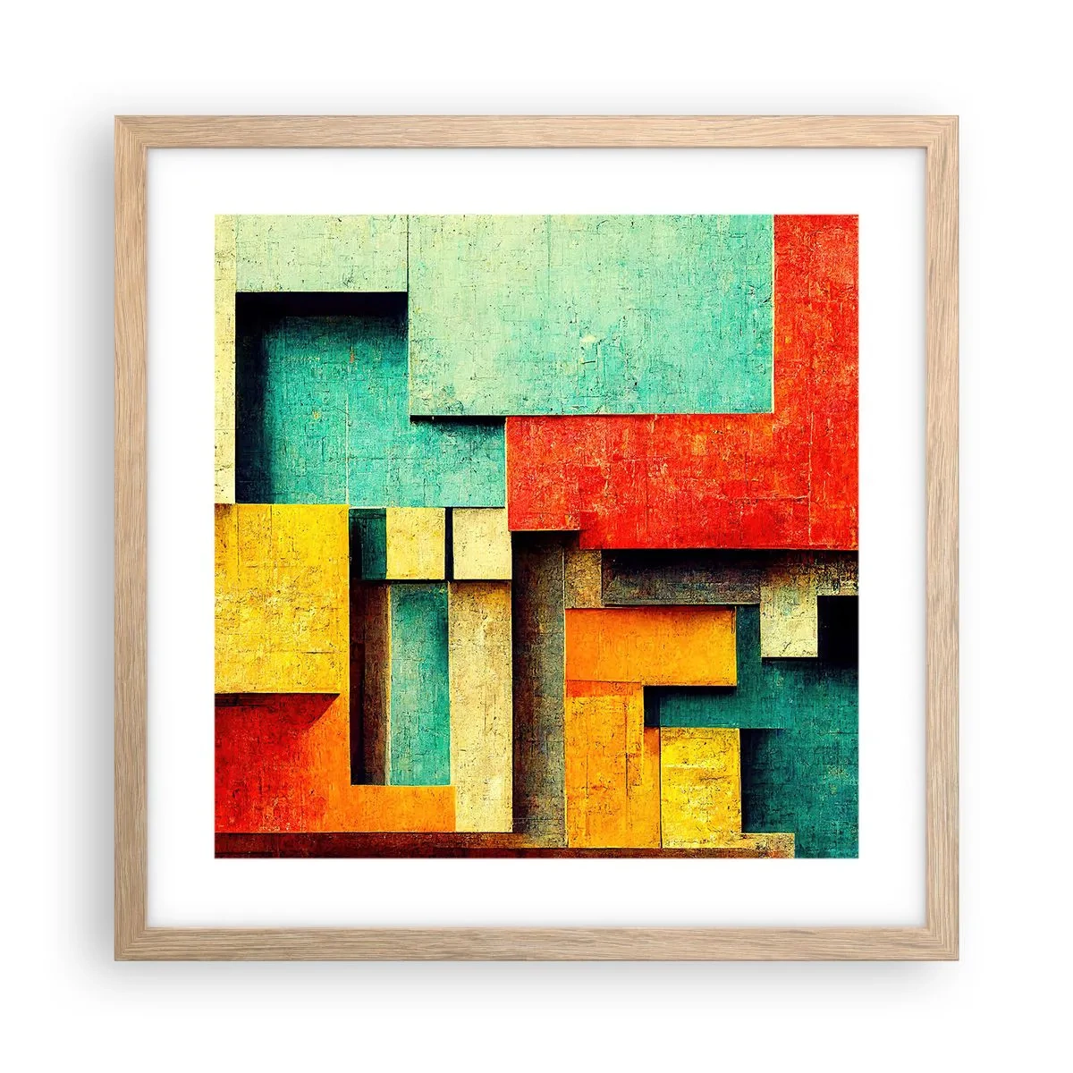 Poster in einem Rahmen aus heller Eiche - Festival der rechten Winkel - 40x40 cm