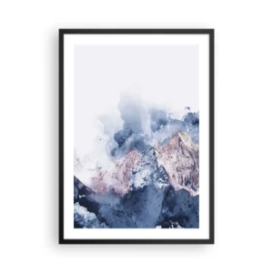 Poster in einem schwarzem Rahmen - Abstrakte Berge in Blautönen - 50x70cm - Das sind die Spitzen! - Moderne Wanddekoration für Wohnzimmer und Schlafzimmer ARTTOR