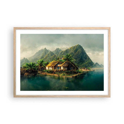 Poster in einem Rahmen aus heller Eiche - Tropisches Paradies - 70x50 cm