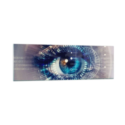 Glasbild - Bild auf glas - Ein technologisches Auge mit einer futuristischen Schnittstelle - 160x50cm - Du denkst du kennst mich - Moderne Wanddekoration für Wohnzimmer und Schlafzimmer ARTTOR