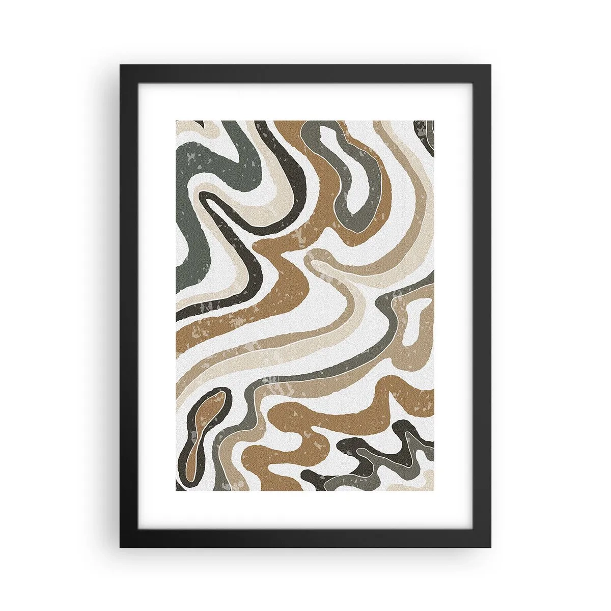 Poster in einem schwarzem Rahmen - Mäander in Erdfarben - 30x40 cm