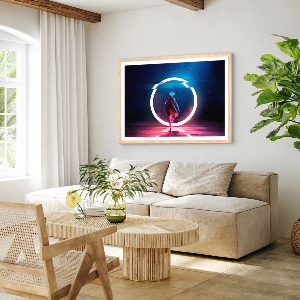 Poster in einem Rahmen aus heller Eiche - Zwischen den Welten - 100x70 cm