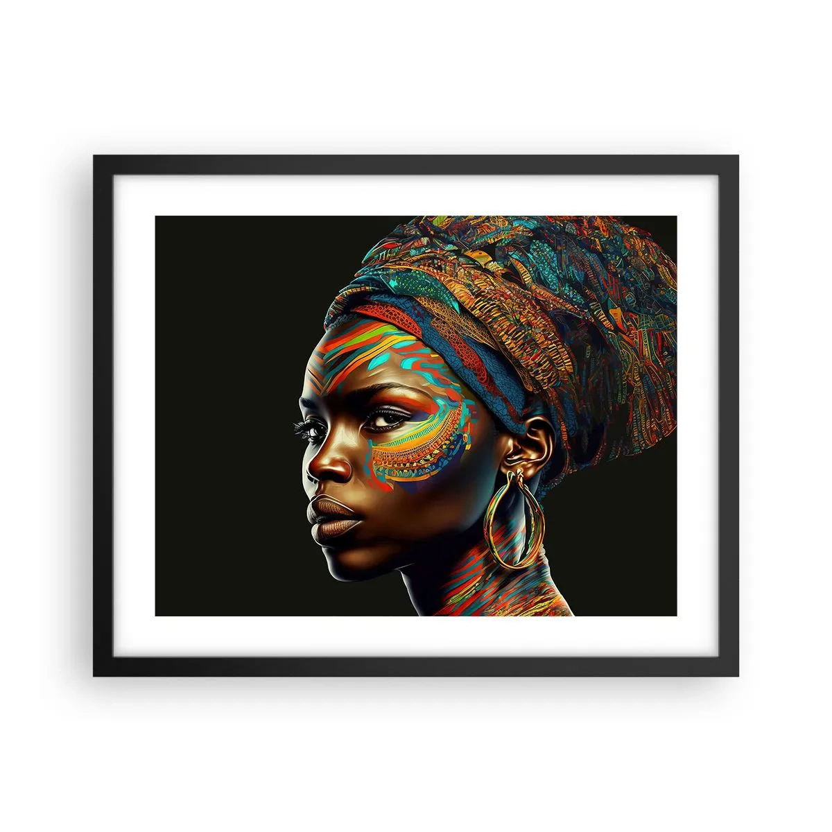 Poster in einem schwarzem Rahmen - Afrikanische Königin - 50x40 cm