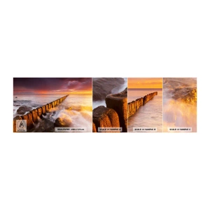 Fototapeten Muster Selbstklebend Deluxe Sticker - Die Sanftheit der Wellen - Landschaft, Sonnenuntergang, Ostsee - 100x30 cm