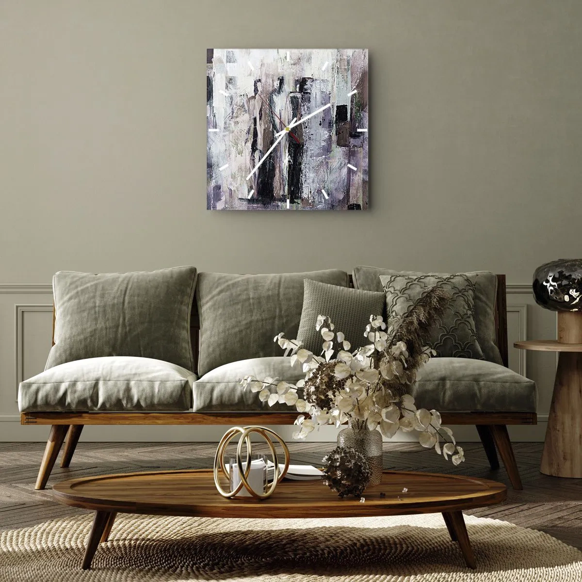 Wanduhr - Glasuhr - Die geheimnisvolle Drei - 40x40 cm