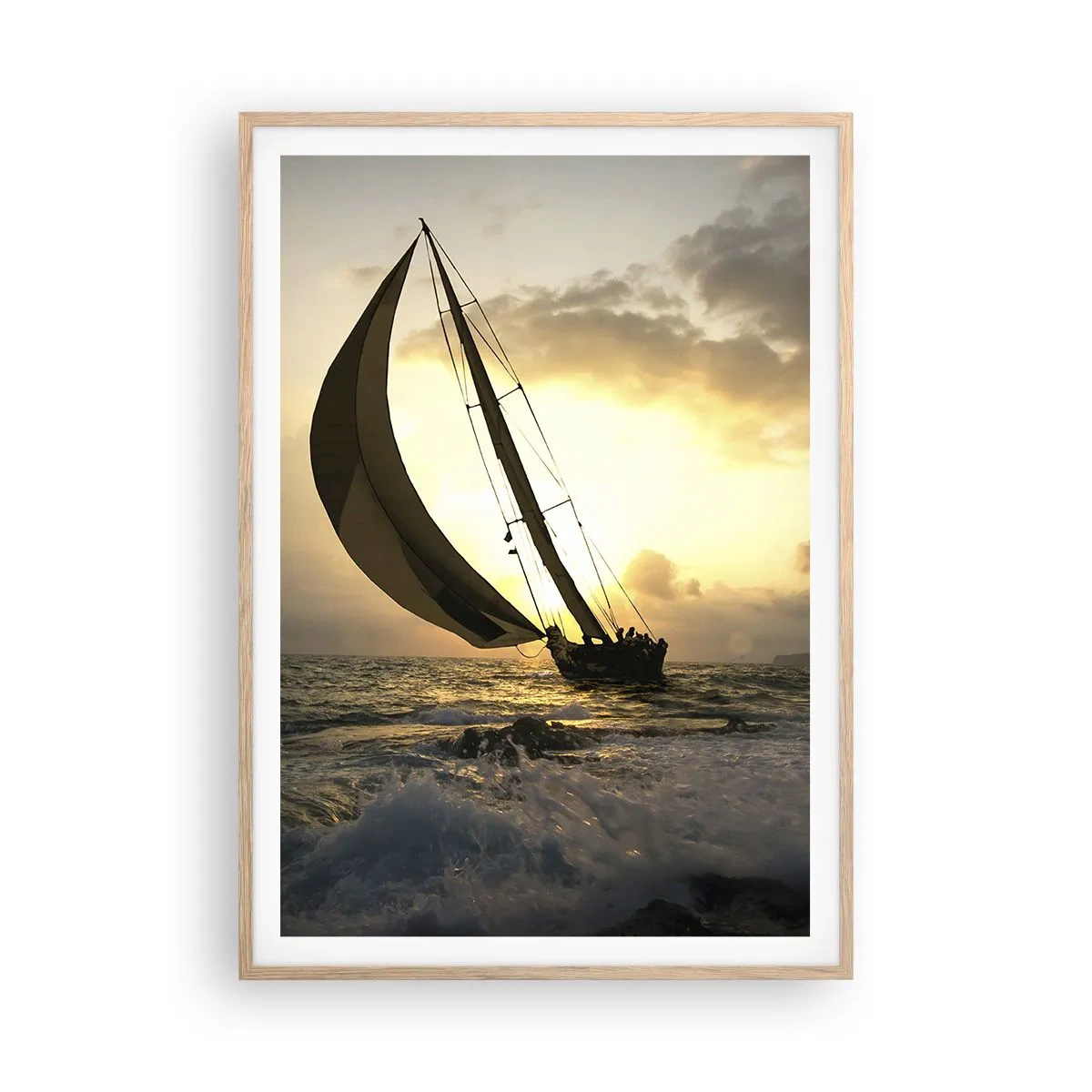 Poster in einem Rahmen aus heller Eiche - Mit dem Wind und gegen den Wind - 70x100 cm