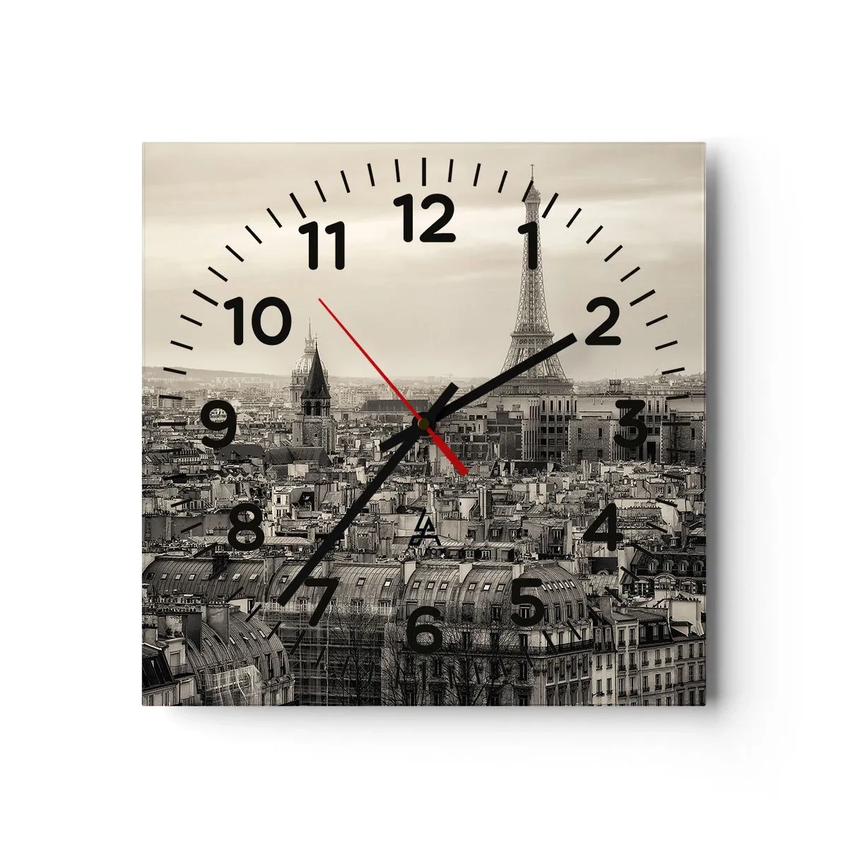 Wanduhr - Glasuhr - Über den Dächern von Paris - 30x30 cm