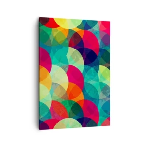 Bild auf Leinwand - Leinwandbild - Bunte geometrische Muster aus Kreisen und Halbkreisen - 50x70cm - Aufstieg zum Regenbogen - Moderne Wanddekoration für Wohnzimmer und Schlafzimmer ARTTOR