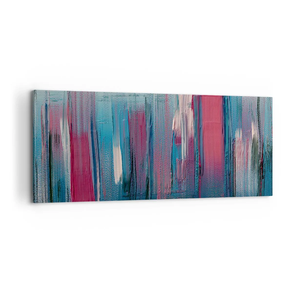 Bild auf Leinwand - Leinwandbild - Vertikale Komposition in Blau und Rot - 100x40 cm