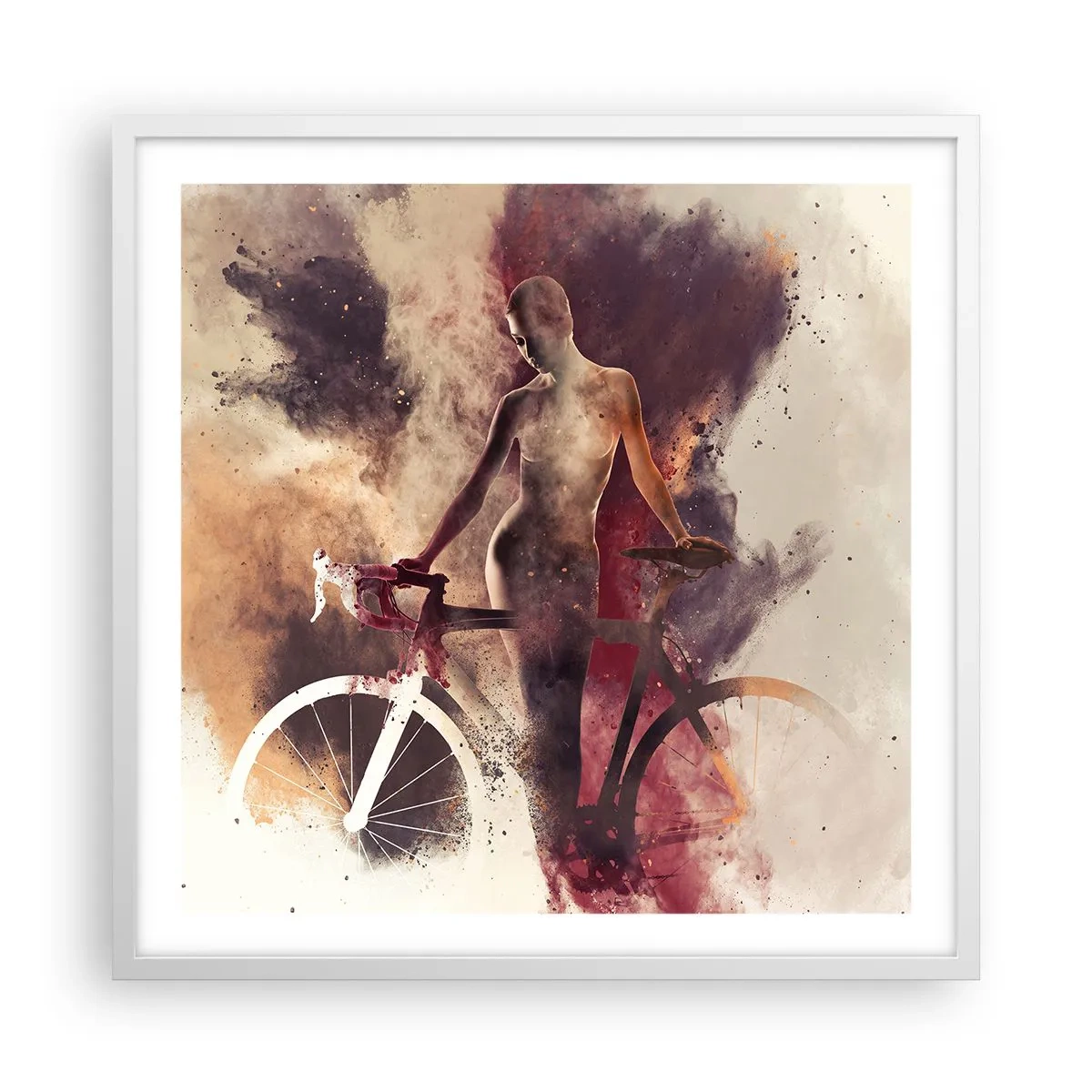 Poster in einem weißen Rahmen - Eine Fahrradseele in Marmorformen - 60x60 cm