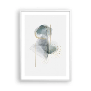 Poster in einem weißen Rahmen - Über das Verhältnis von Grau und Gold - 50x70 cm