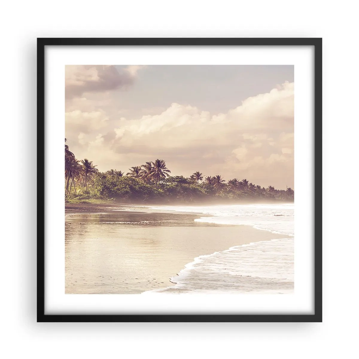 Poster in einem schwarzem Rahmen - Die Liebkosung der Wellen - 50x50 cm