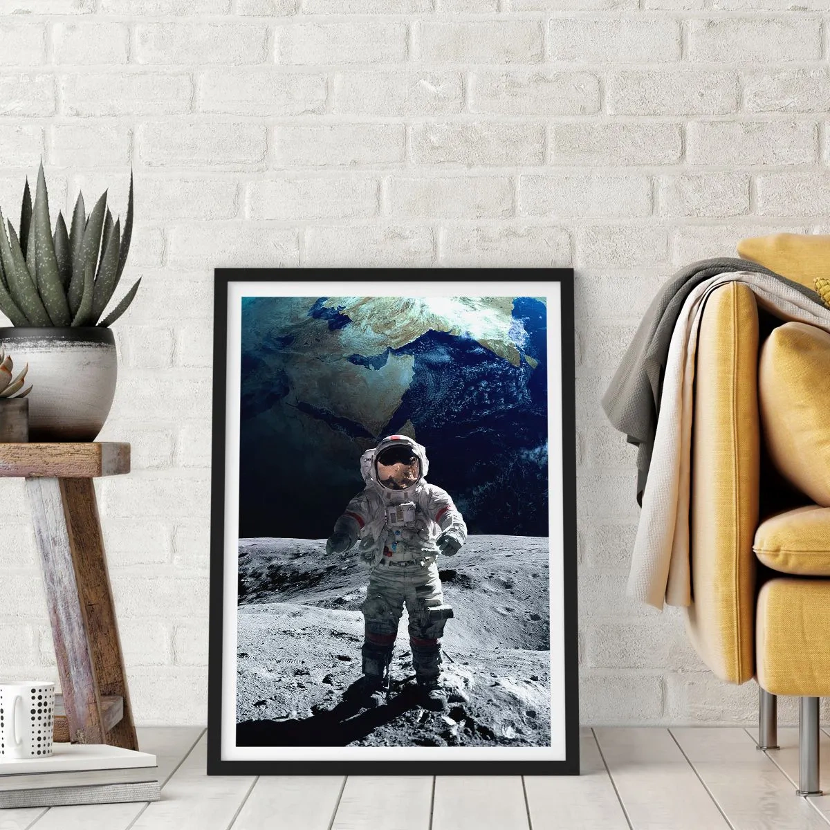 Poster in einem schwarzem Rahmen - Grüße vom Mond - 70x100 cm