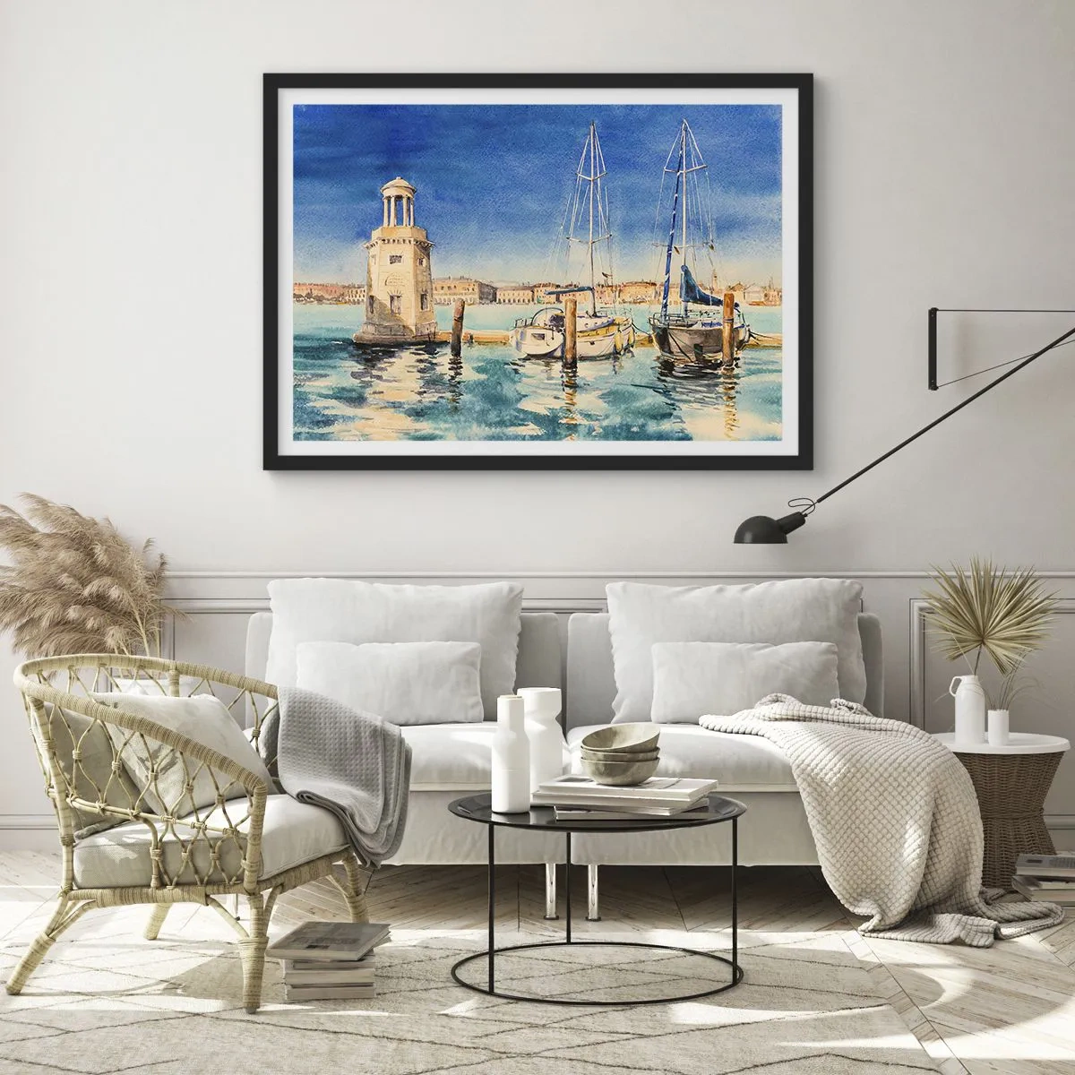 Poster in einem schwarzem Rahmen - Sonnige Lagune - 50x40 cm