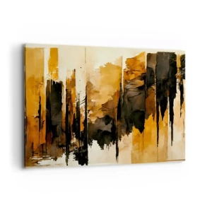 Bild auf Leinwand - Leinwandbild - Abstrakte goldene und schwarze Streifen in einer künstlerischen Komposition - 120x80cm - Harmonie von Schwarz und Gold - Moderne Wanddekoration für Wohnzimmer und Schlafzimmer ARTTOR