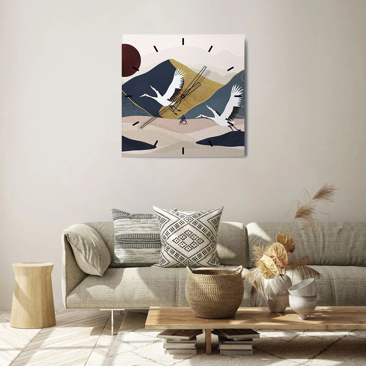 Wanduhr - Glasuhr - Es ist wieder ein Tag VERFLOGEN - 40x40 cm