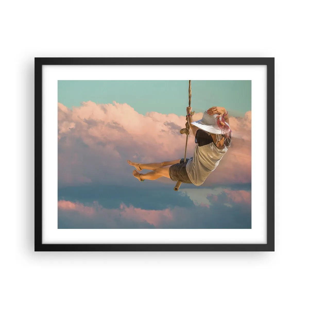 Poster in einem schwarzem Rahmen - Spaß in den Wolken - 50x40 cm