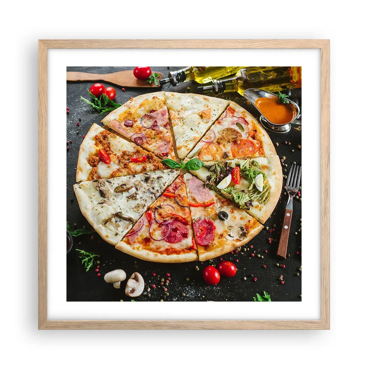 Poster in einem Rahmen aus heller Eiche - Eine Reihe von Geschmacksrichtungen - 50x50 cm