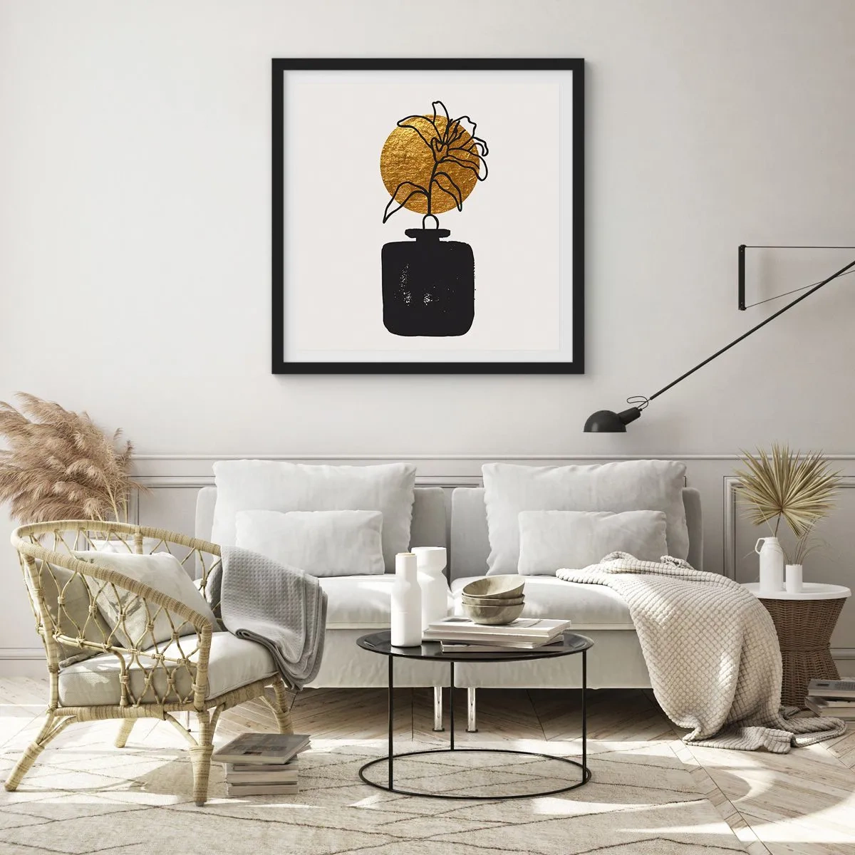 Poster in einem schwarzem Rahmen - Schönheit ist Gold wert - 40x40 cm