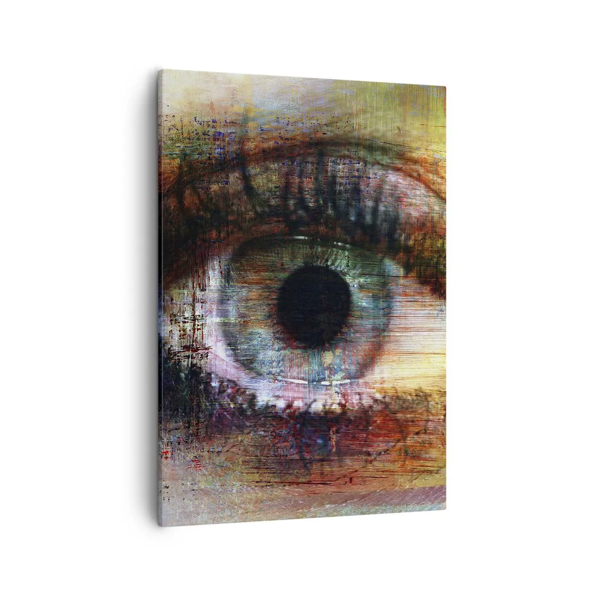 Bild auf Leinwand - Leinwandbild - Künstlerisches Auge in mehrfarbiger Abstraktion - 50x70cm - Du kannst in die Seele sehen - Moderne Wanddekoration für Wohnzimmer und Schlafzimmer ARTTOR