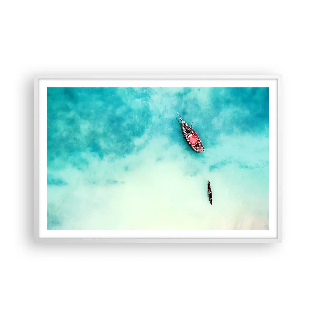 Poster in einem weißen Rahmen - Denn an den Stränden von Sansibar, wenn der Wasserüberschuss ... - 91x61 cm