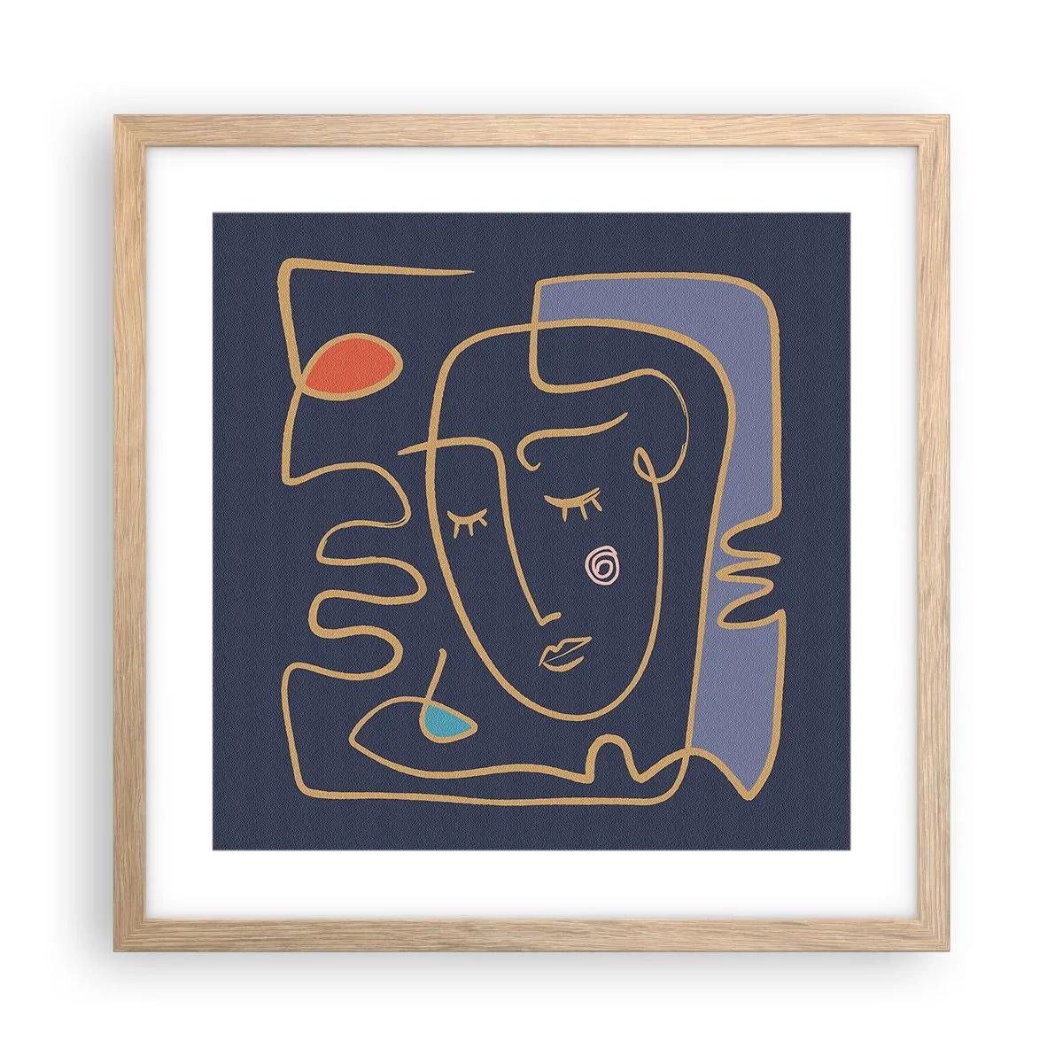 Poster in einem Rahmen aus heller Eiche - In Gedanken - 40x40 cm