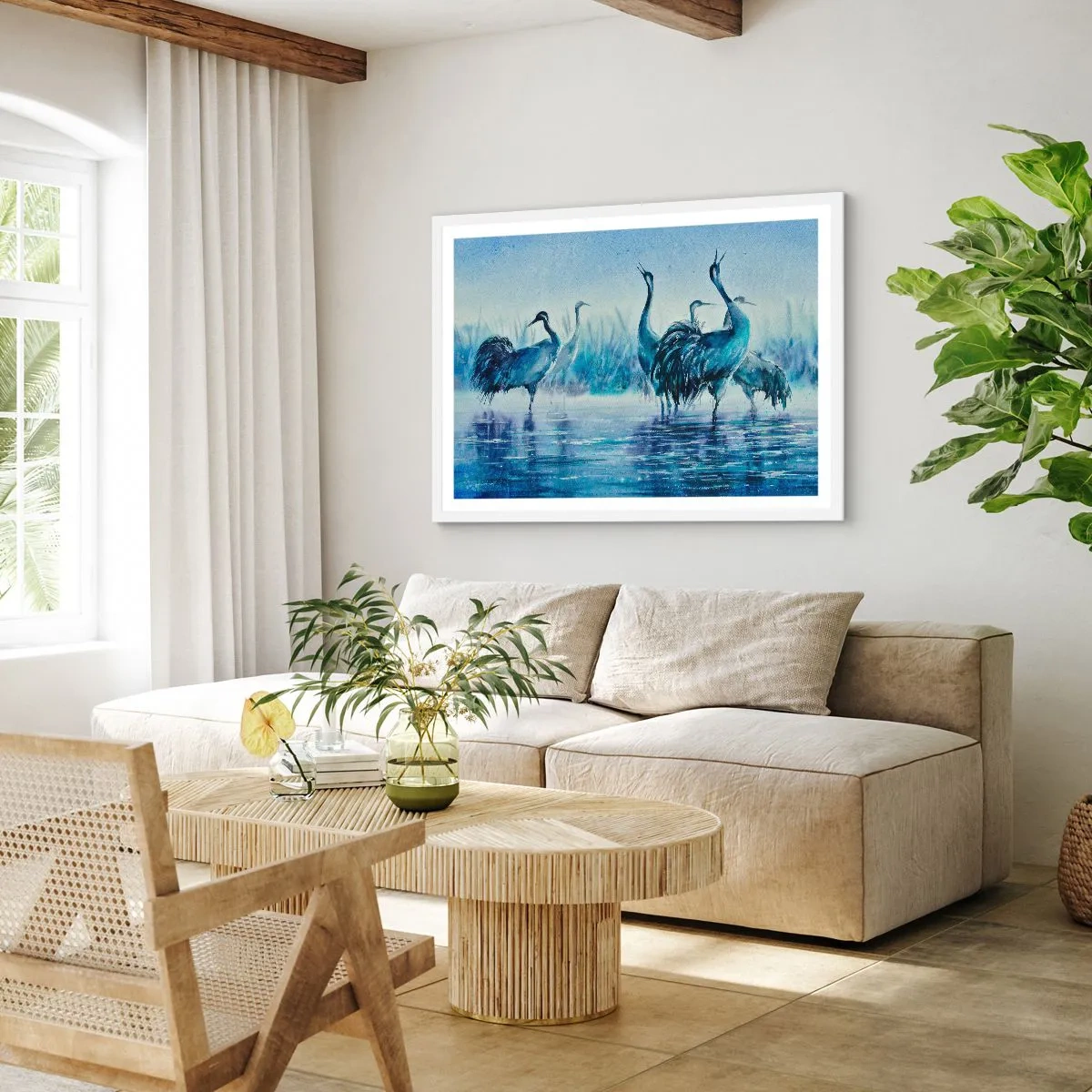 Poster in einem weißen Rahmen - Morgentliches Treffen - 100x70 cm