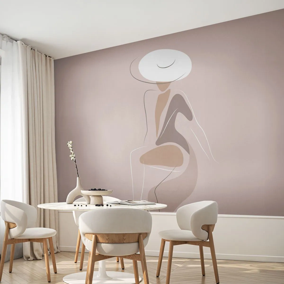 Fototapete Premium Canvas - Eine Dame sein - Grafik, Frau, Frau, In, A, Hat - 300x210 cm