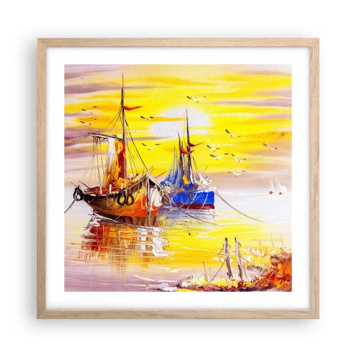 Poster in einem Rahmen aus heller Eiche - Eine wohlverdiente Pause im Hafen - 50x50 cm