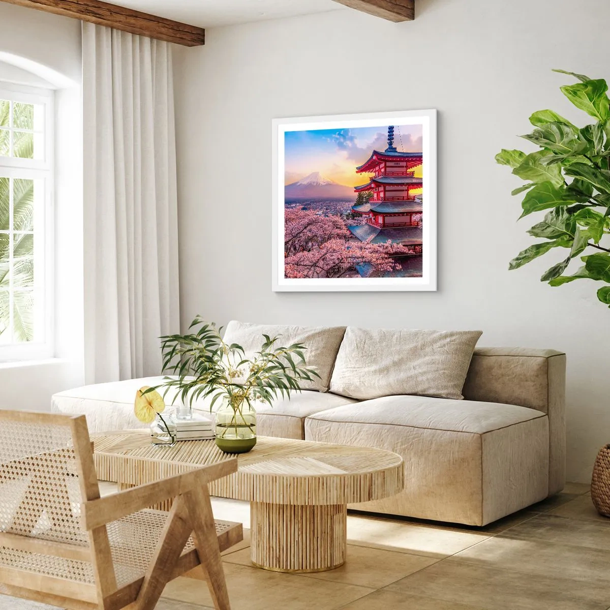 Poster in einem weißen Rahmen - Die Essenz des japanischen Geistes - 60x60 cm