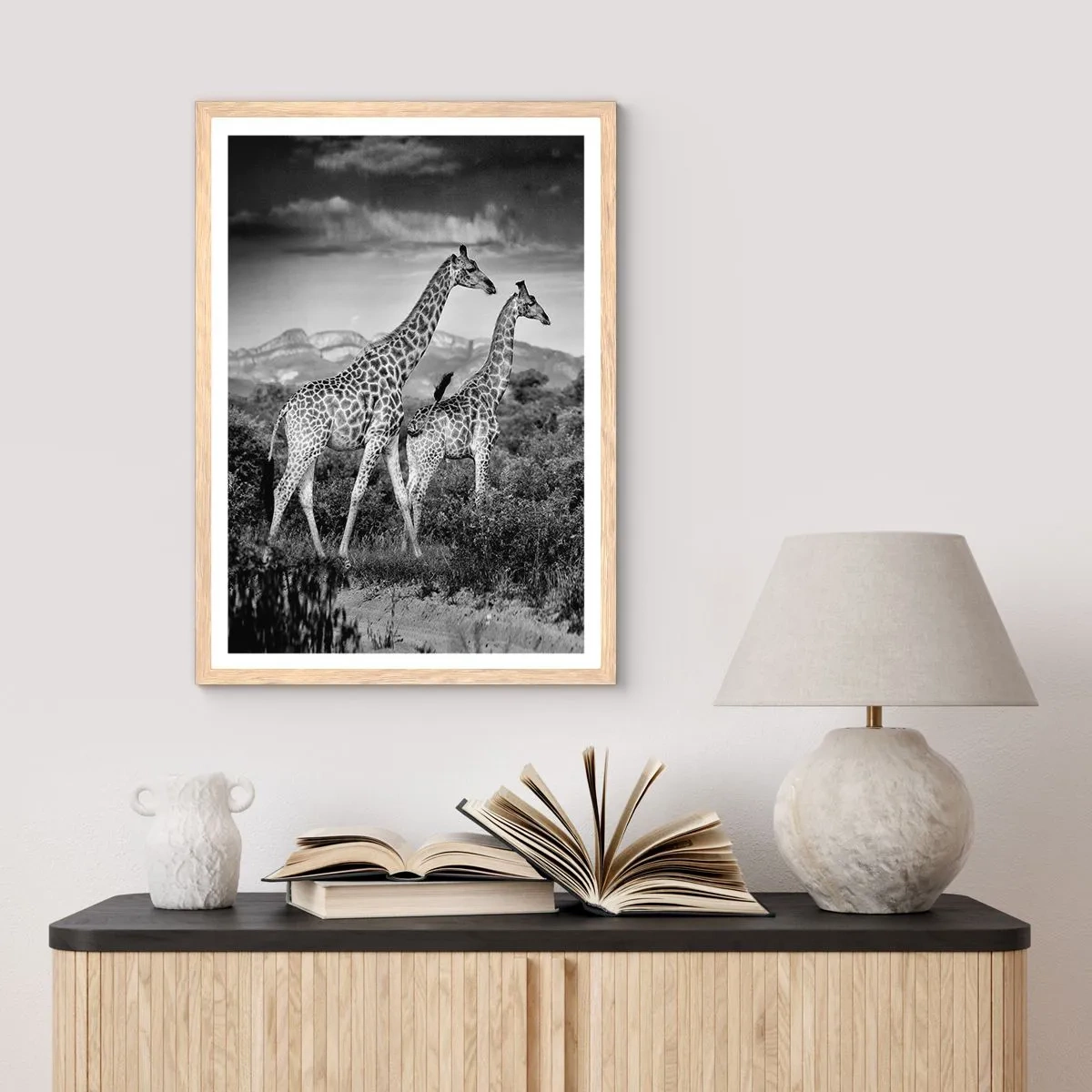 Poster in einem Rahmen aus heller Eiche - Hohe Sphären in Afrika - 30x40 cm