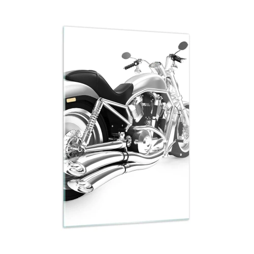 Glasbild - Bild auf glas - Ein verchromtes Motorrad im modernen Stil auf weißem Hintergrund - 50x70cm - Ein Sammlertraum - Moderne Wanddekoration für Wohnzimmer und Schlafzimmer ARTTOR