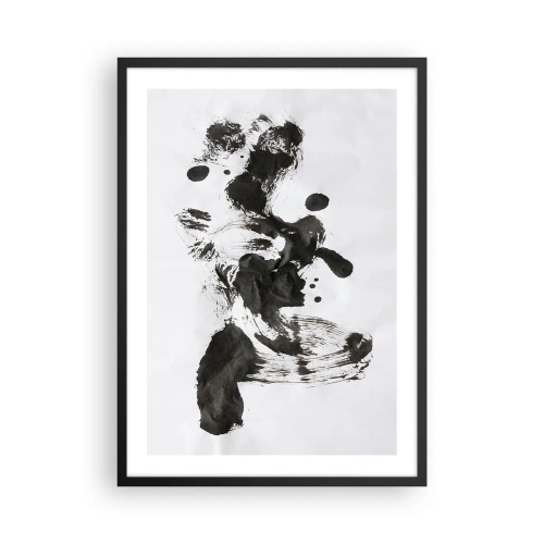 Poster in einem schwarzem Rahmen - Schwarz-Weiß-Abstraktion im Stil des Expressionismus - 50x70cm - Obwohl das Wahnsinn ist, steckt darin eine Methode? - Moderne Wanddekoration für Wohnzimmer und Schlafzimmer ARTTOR