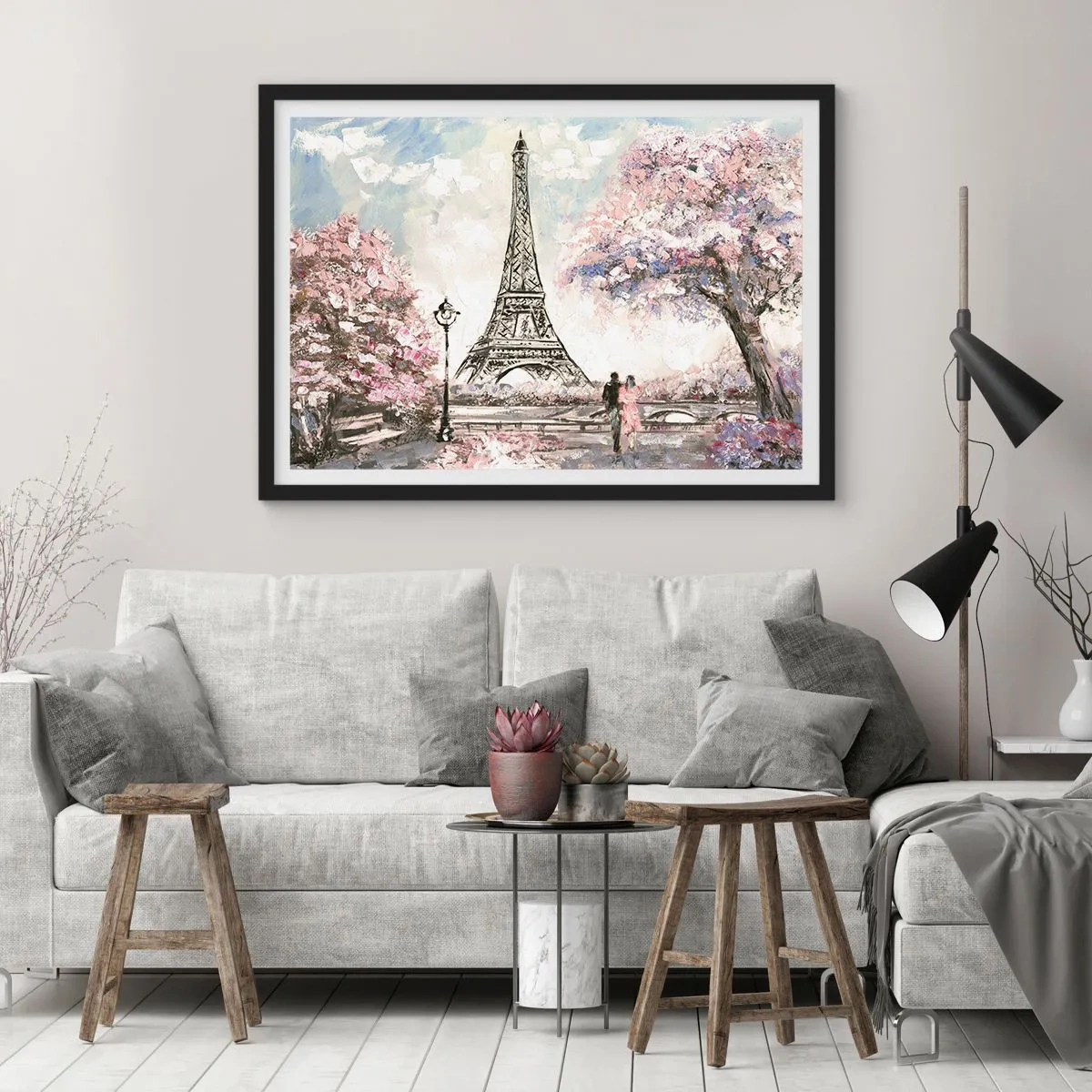 Poster in einem schwarzem Rahmen - Aprilspaziergang durch Paris - 40x30 cm
