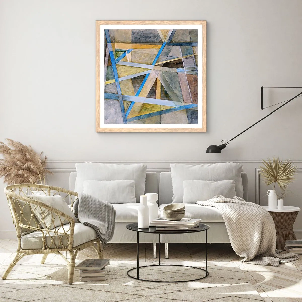 Poster in einem Rahmen aus heller Eiche - Gerade oder diagonal? - 30x30 cm
