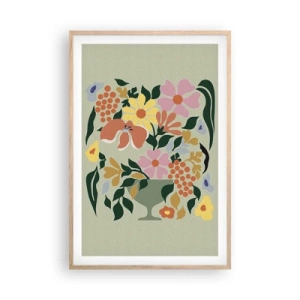 Poster in einem Rahmen aus heller Eiche - Strauß voller Leben - 61x91 cm