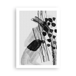 Poster - Moderne Abstraktion in Schwarz-Weiß mit dynamischen Linien - 50x70cm - Organische Schwarz-Weiß-Abstraktion - Moderne Wanddekoration für Wohnzimmer und Schlafzimmer ARTTOR
