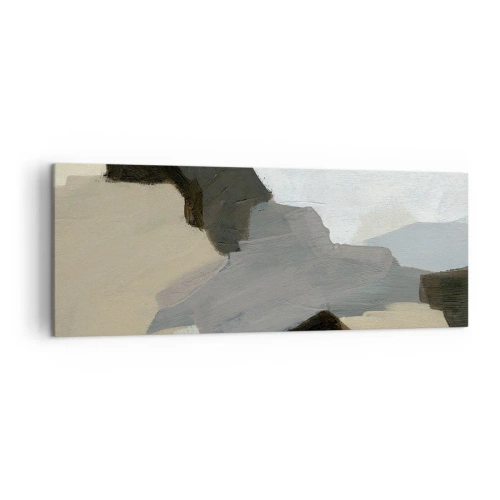 Bild auf Leinwand - Leinwandbild - Abstrakte Formen in Beige-, Braun- und Grautönen - 140x50cm - Abstraktion: Scheideweg des Graus - Moderne Wanddekoration für Wohnzimmer und Schlafzimmer ARTTOR