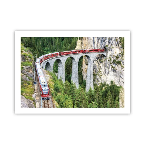 Poster - Eisenbahn für Bergblick - 70x50 cm