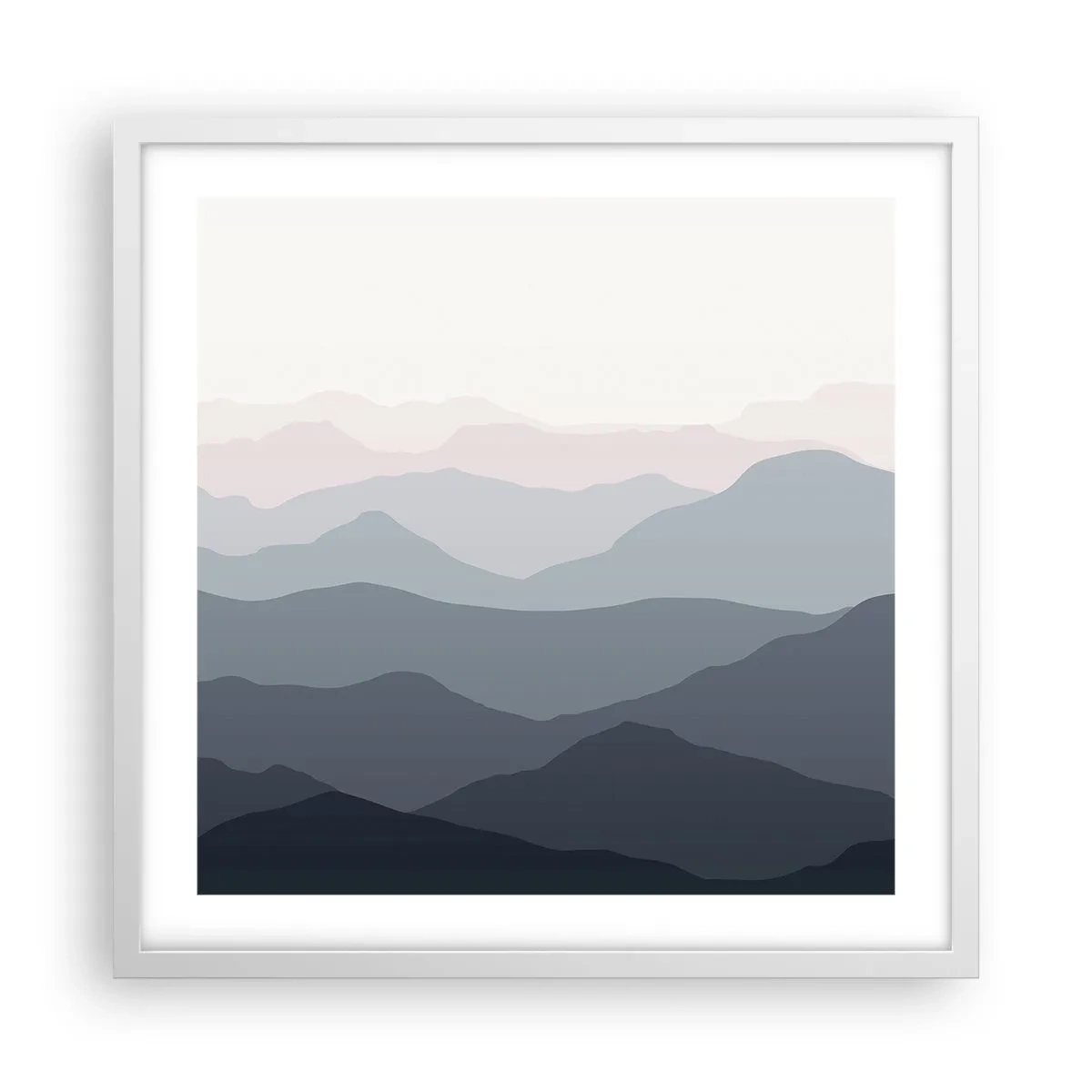 Poster in einem weißen Rahmen - Wellen der Berge - 50x50 cm
