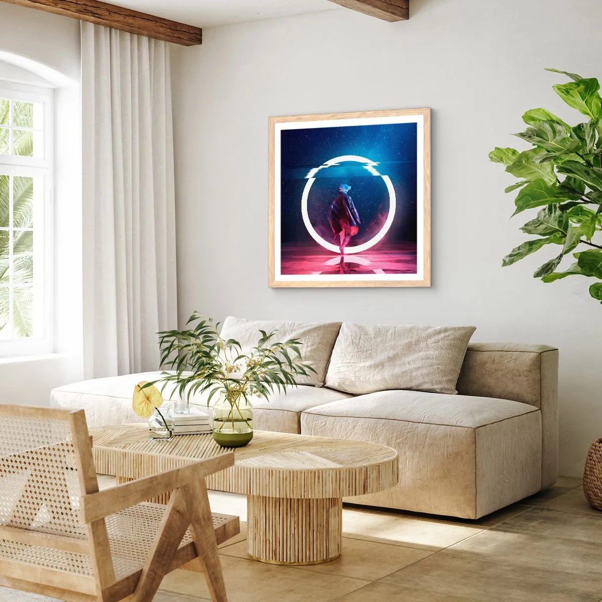 Poster in einem Rahmen aus heller Eiche - Zwischen den Welten - 50x50 cm