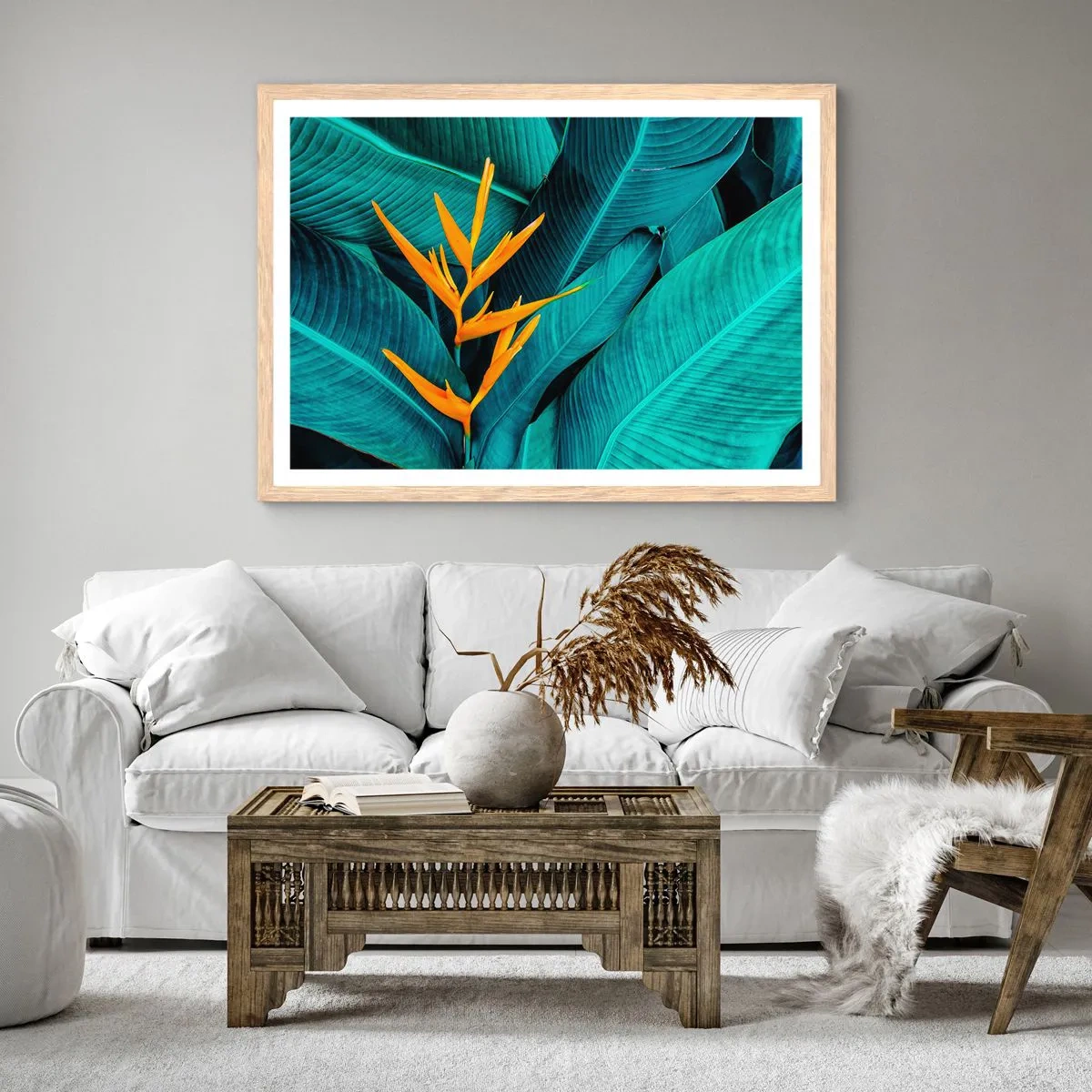 Poster in einem Rahmen aus heller Eiche - Eden-Blume - 70x50 cm