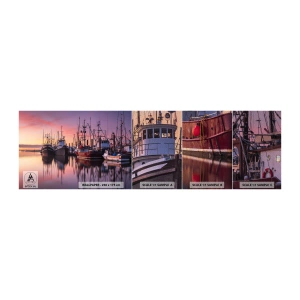 Fototapeten Muster Premium Sand - Vor dem nächsten Tag - Fischerhafen, Boote, Angeln - 100x30 cm