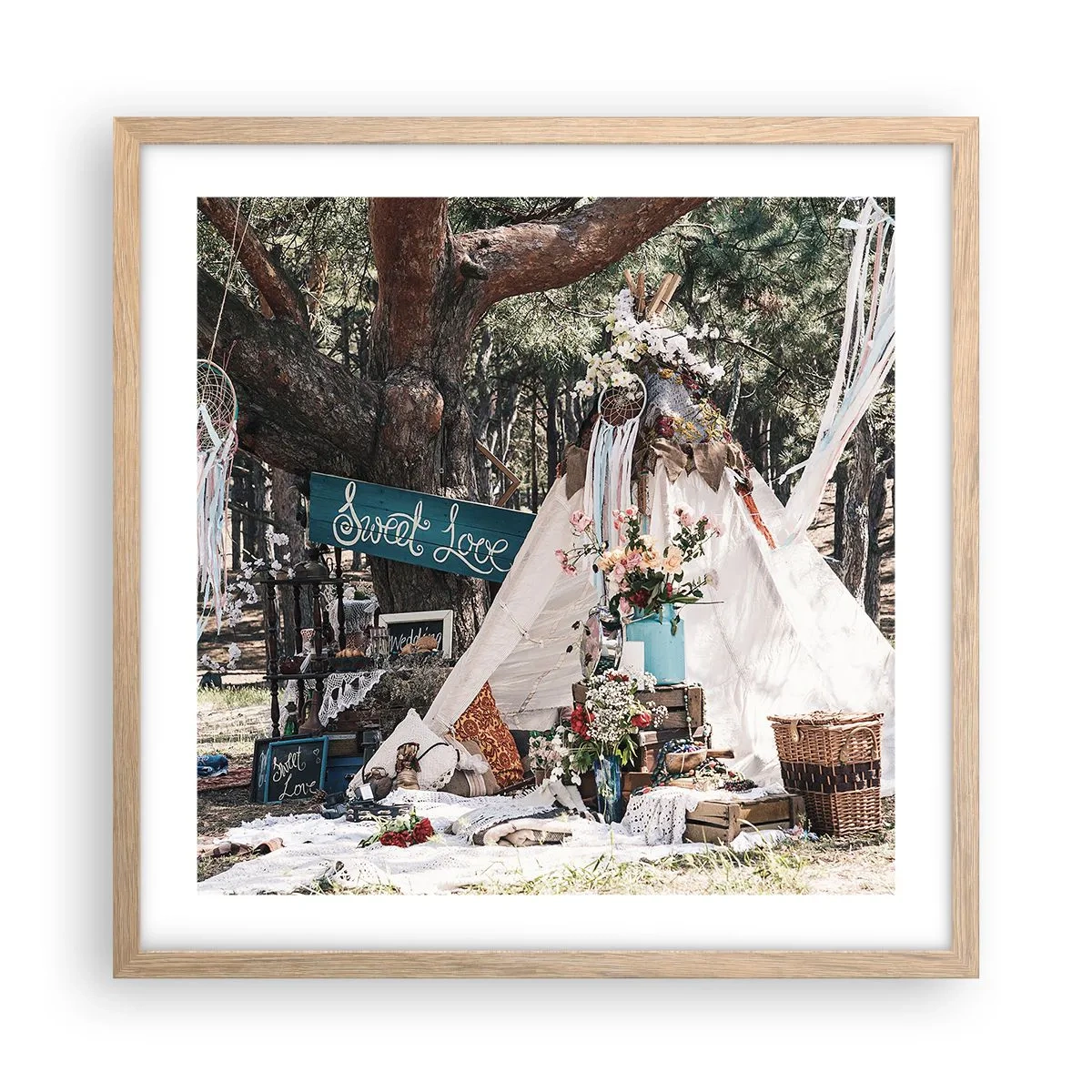 Poster in einem Rahmen aus heller Eiche - Liebe machen ... - 50x50 cm