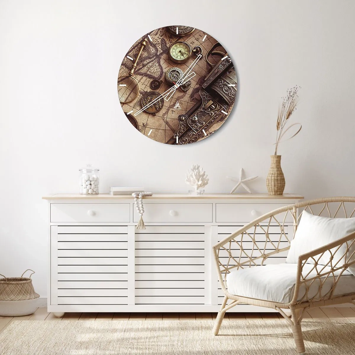 Wanduhr - Glasuhr - Das Abenteuer ruft - 40x40 cm