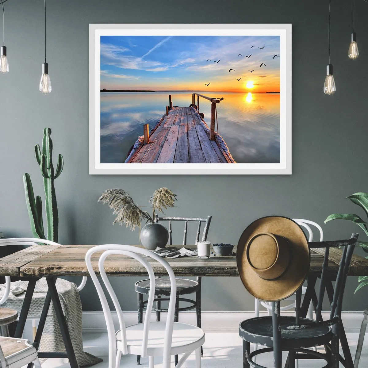 Poster in einem weißen Rahmen - Lauf direkt der Sonne entgegen - 70x50 cm