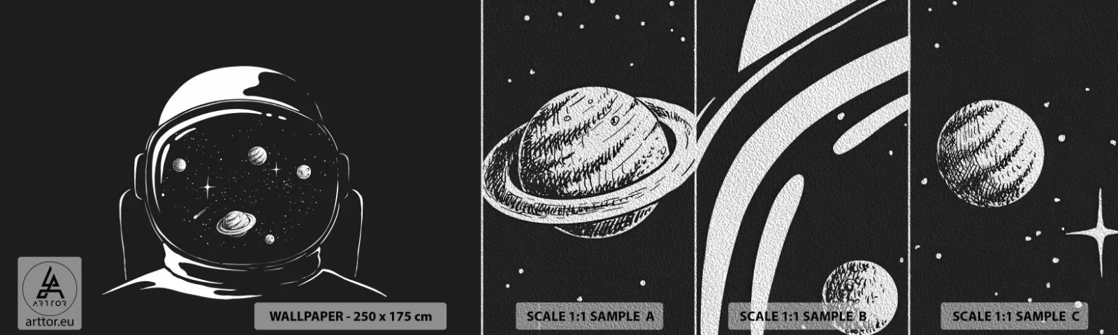 Fototapeten Muster Premium Sand - Schöne Aussicht - Astronaut, Kosmos, Universum - 100x30 cm